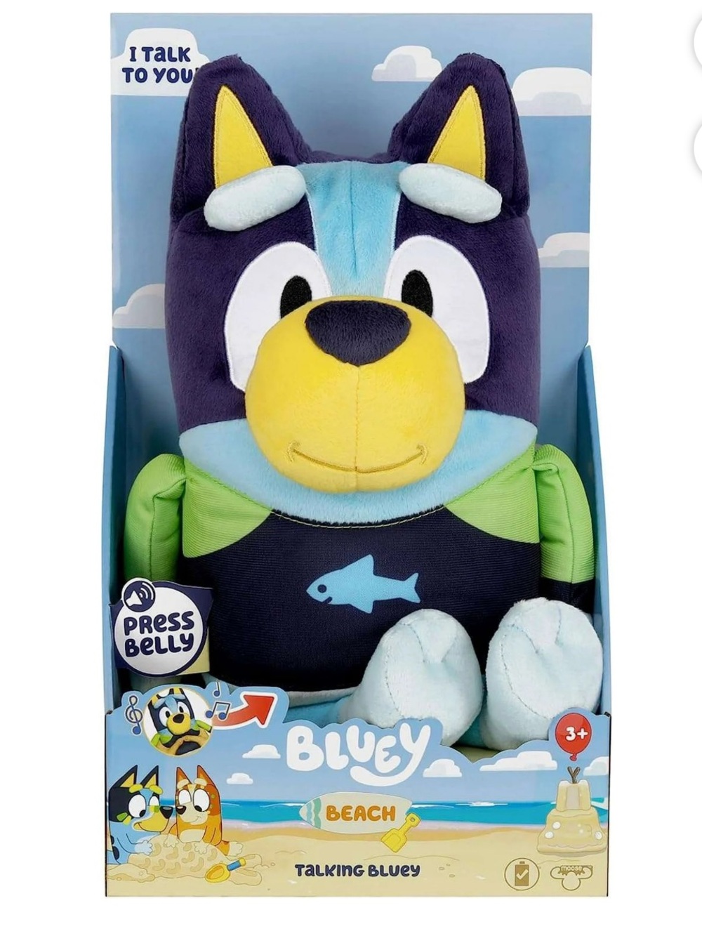 Talking Bluey Plush Toy - Navy, Yellow & Light Blue